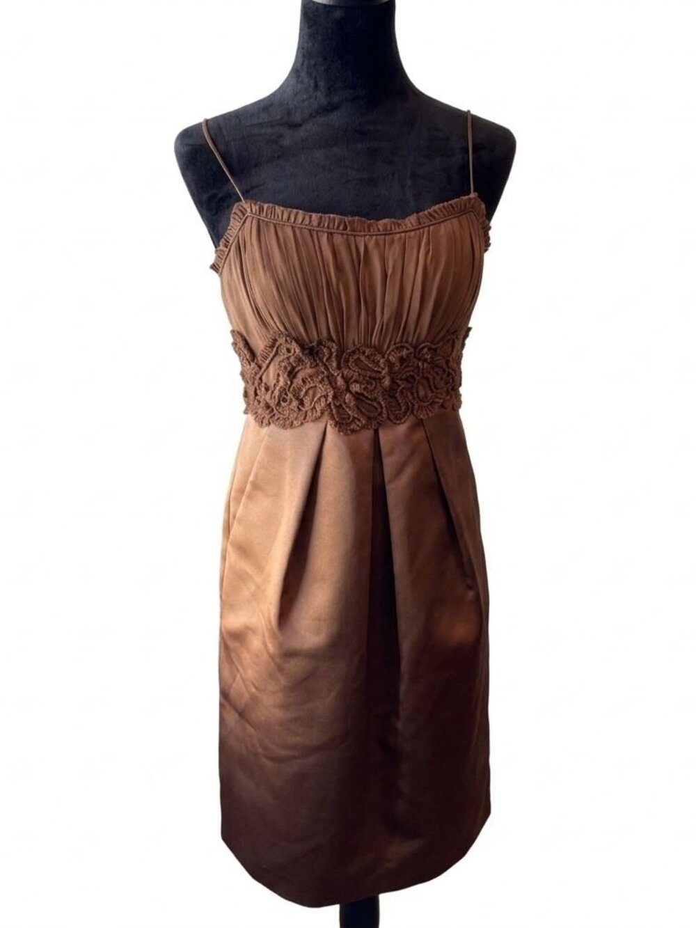 BGBGMAXAZARIA Y2K 100% Silk Mini Dress Brown Size 4 Party Homecoming